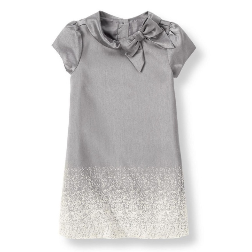 JANIE AND JACK SILVER FLOCKED DRESS